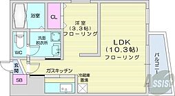 札幌レジデンス知事公館 1LDKの間取図画像