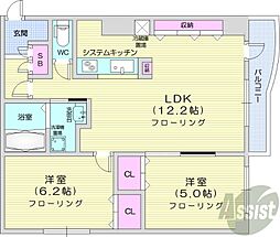 ミルフォードガーデン 2LDKの間取図画像