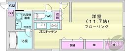 グロワール北18条 1Kの間取図画像