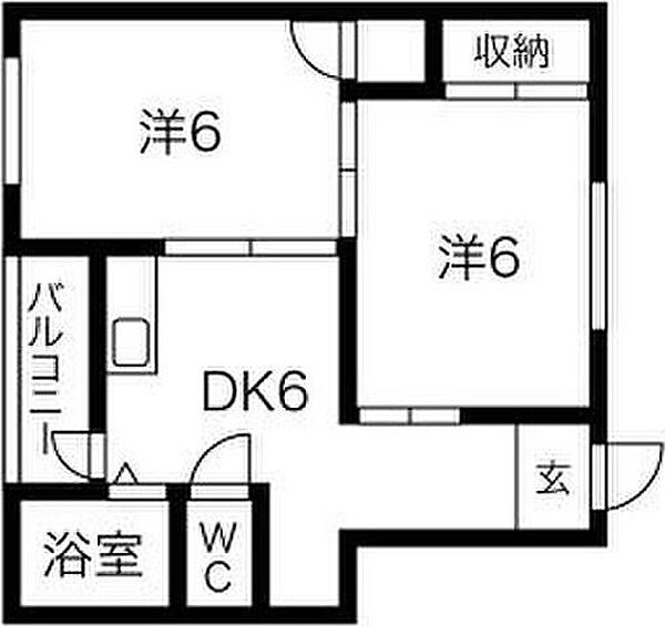 木下マンション 203｜大阪府茨木市上中条２丁目(賃貸マンション2DK・2階・43.00㎡)の写真 その2