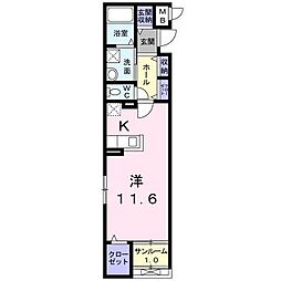 レノヴァティオ 1階ワンルームの間取り