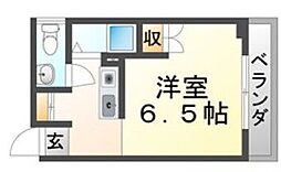 ウエストハイツII 2階1Kの間取り