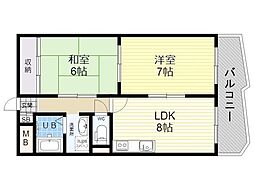アメニティオーク 2LDKの間取図画像