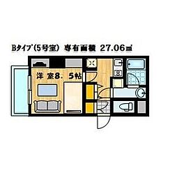 アスール江坂 1Kの間取図画像
