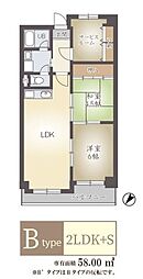 第2グランドハイツ太田 2SLDKの間取図画像