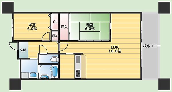 ウィステリア千里 ｜大阪府豊中市上新田1丁目(賃貸マンション2LDK・3階・72.76㎡)の写真 その2