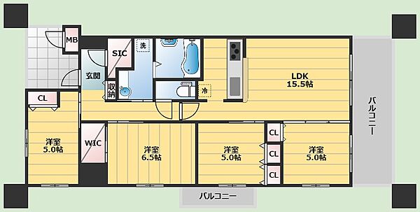 シティテラス千里桃山台 ｜大阪府豊中市新千里南町3丁目(賃貸マンション4SLDK・3階・83.04㎡)の写真 その2