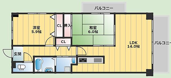 デイグラン千里 ｜大阪府吹田市佐井寺3丁目(賃貸マンション2LDK・3階・60.90㎡)の写真 その2