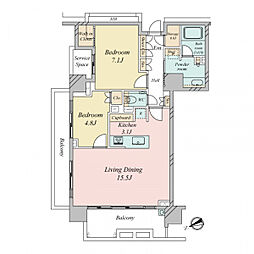 プラウド御茶ノ水 2LDKの間取図画像