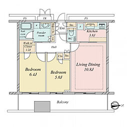 東京タイムズタワー 2LDKの間取図画像