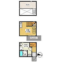 名鉄常滑線 豊田本町駅 徒歩5分の賃貸アパート 2階1SKの間取り