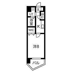 名古屋市営名港線 築地口駅 徒歩3分の賃貸マンション 11階1Kの間取り