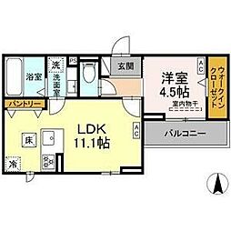 名古屋市営名城線 新瑞橋駅 徒歩10分の賃貸アパート 1階1LDKの間取り