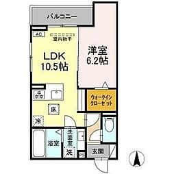 名古屋市営名城線 新瑞橋駅 徒歩10分の賃貸アパート 2階1LDKの間取り