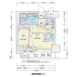 名古屋市営桜通線 吹上駅 徒歩1分の賃貸マンション 13階1LDKの間取り