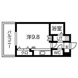 名古屋市営名城線 金山駅 徒歩10分の賃貸マンション 8階ワンルームの間取り