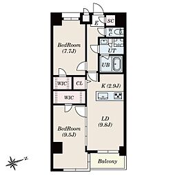 S-RESIDENCE神沢afford 2LDKの間取図画像