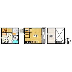 名鉄常滑線 豊田本町駅 徒歩5分の賃貸アパート 2階1SKの間取り