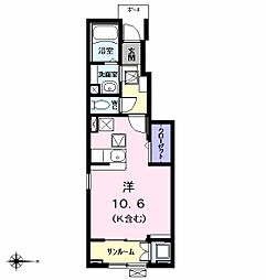 グレース　シャトレ　二番 1階ワンルームの間取り
