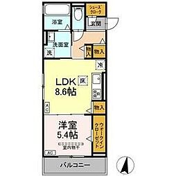 プレタクチュール中根町 3階1LDKの間取り