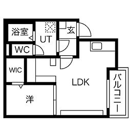 名古屋市営名港線 六番町駅 徒歩6分の賃貸アパート 3階1LDKの間取り