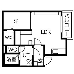 storia六番町 2階1LDKの間取り