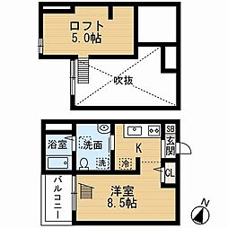 Abisko 2階1SKの間取り