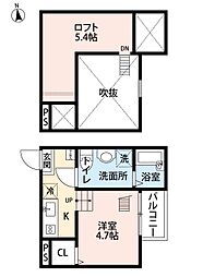 ラ・ロシェル 2階1SKの間取り