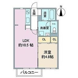 ベルコリーヌ 1階1LDKの間取り