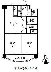 さくらHills YAGOTO 3階2LDKの間取り