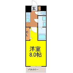 名鉄名古屋本線 堀田駅 徒歩2分の賃貸マンション 7階1Kの間取り