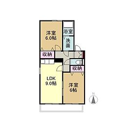 ル・ポミエII 1階2LDKの間取り