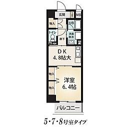 名古屋市営鶴舞線 御器所駅 徒歩1分の賃貸マンション 3階1DKの間取り