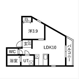 名鉄常滑線 道徳駅 徒歩7分の賃貸アパート 2階1LDKの間取り