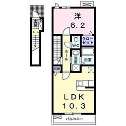 名鉄常滑線 豊田本町駅 徒歩10分の賃貸アパート 2階1LDKの間取り