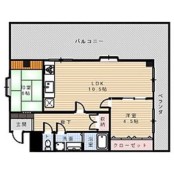 ベイエリア90 4階2LDKの間取り