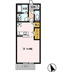 モナリエ浦里 1階ワンルームの間取り