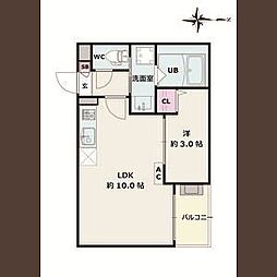 Jack atsutakoshinII 2階1LDKの間取り