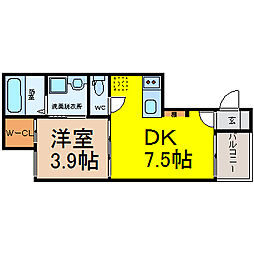 La Fille Gokiso 2階1LDKの間取り