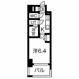 名古屋市営名城線 東別院駅 徒歩7分の賃貸マンション 4階1Kの間取り