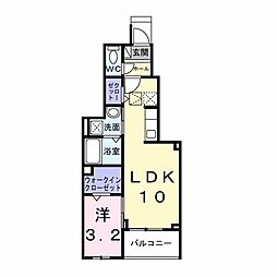 プロスペリタ島田橋 1階1LDKの間取り