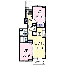 シュティル梅が丘 2LDKの間取図画像