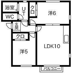 プロヴァンス2 2LDKの間取図画像