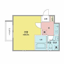 テルスドゥガイア 1Kの間取図画像