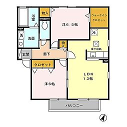 レジデンス神ノ倉A 2LDKの間取図画像