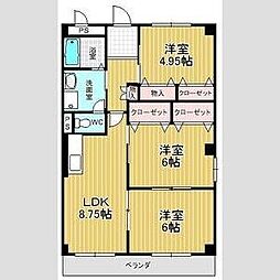 サンパレス緑ケ丘B 3LDKの間取図画像