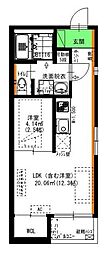 グランレーヴ伝馬 1LDKの間取図画像