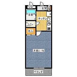 KDY-1 1Kの間取図画像