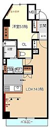 ボニール鶴里 1LDKの間取図画像