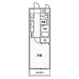 A・City港栄 1Kの間取図画像